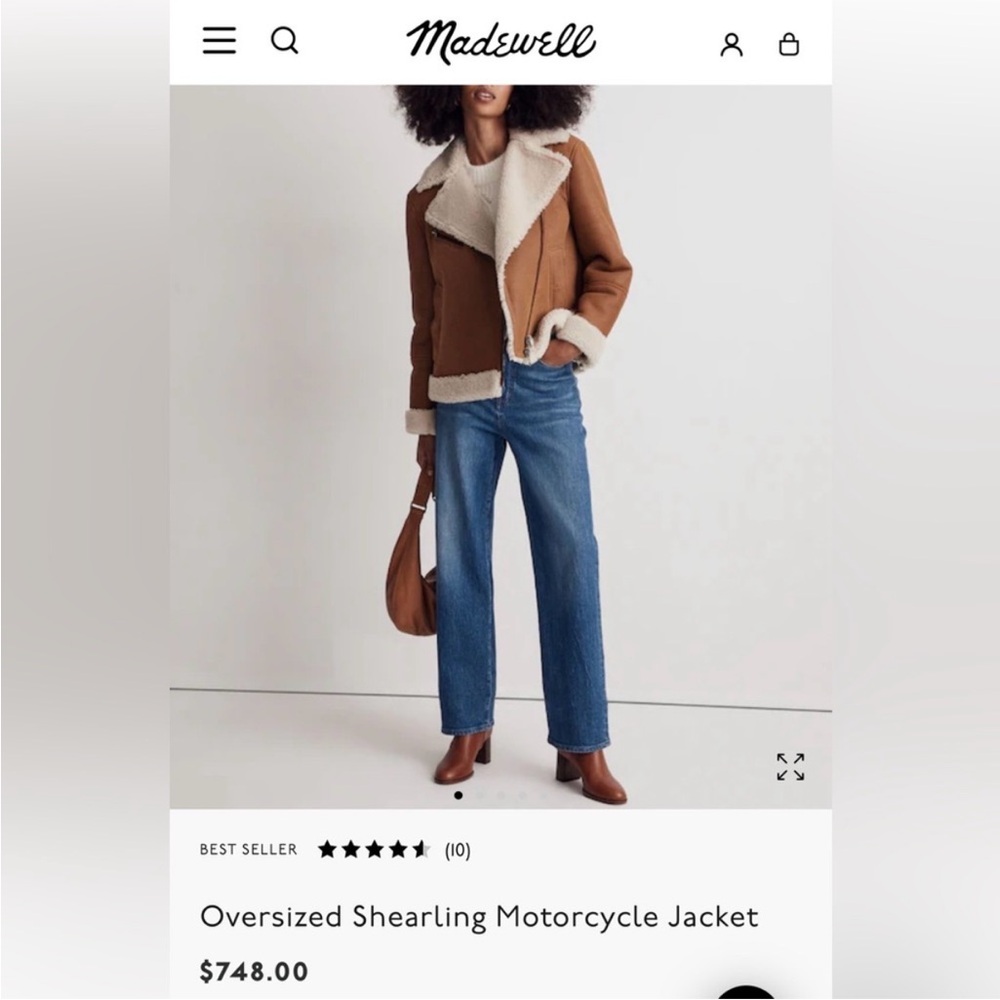 Madewell Brown and Cream Shearling Jacket